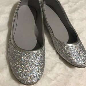 Silver ballet flats